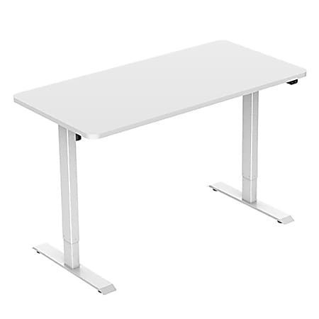 FLEXISPOT Home Office Electric Height Adjustable Standing Desk 48 x 30  Memory Programmable Presets Computer Desk (White Frame+ White Top) 