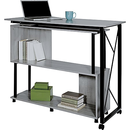 Safco Mood Rotating Worksurface Standing Desk - Box 1 of 2 - For - Table TopRectangle Top x 53.25" Table Top Width x 21.75" Table Top Depth - 42.25" Height - Assembly Required - Laminated, Gray - Powder Coated Steel - 1 Each