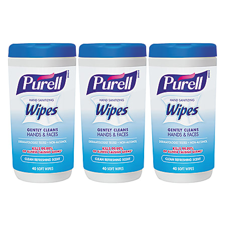 Purell® Hand Sanitizing Wipes, Clean Refreshing Scent, Pack Of 3