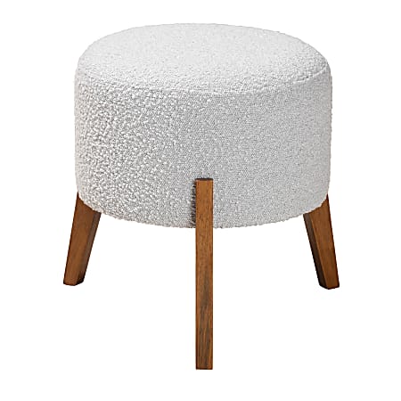 Baxton Studio Elkie Japandi Ottoman Footstool, 18-5/16”H x 19-1/8”W x 19-1/8”D, Light Gray/Walnut Brown