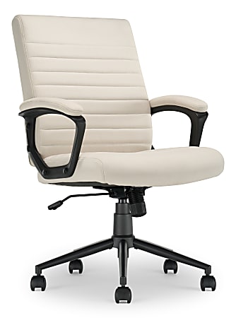 Click365 Transform 3.0 Ergonomic Vegan Leather Mid-Back Manager's Chair, Off-White