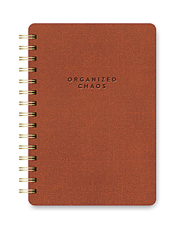 Studio Oh! Agatha Notebook, 8-1/4” x 6-1/4”, 1 Subject, College Rule, 208 Pages, Organized Chaos (Cinnamon Brown)
