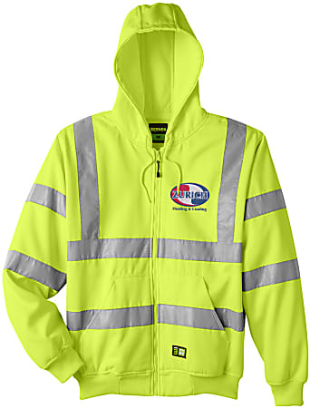 Custom Berne Men's Hi-Vis Class 3 Lined Promotional Hooded Sweatshirt