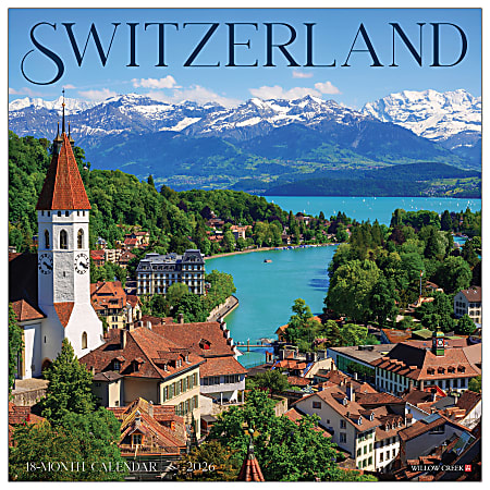 2026 Willow Creek Press Scenic Monthly Wall Calendar, 12" x 12", Switzerland, January To December, 56165
