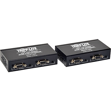 Tripp Lite VGA over Cat5 Cat6 Monitor Video Extender 2 Local 2 Remote EDID 60Hz - 1 Input Device - 2 Output Device - 500 ft Range - 2 x Network (RJ-45) - 1 x VGA In - 4 x VGA Out - 1920 x 1440
