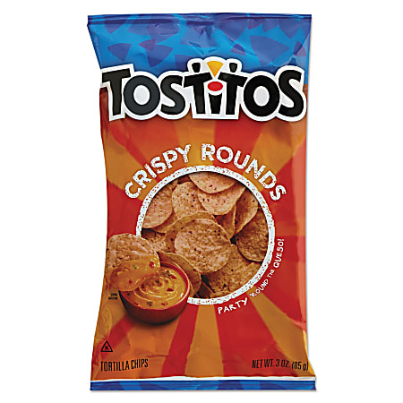 Tostitos® Tortilla Chips Crispy Rounds, 3 Oz Bag, Carton Of 28 Bags