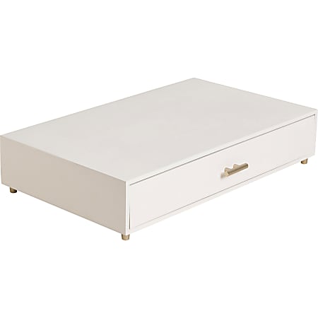 U Brands® Juliet Collection Monitor Stand, 20 lb Load Capacity, 16.5"H x 10.3"W x 3.5"D, Desktop, Table, Pine Wood, Brass, White