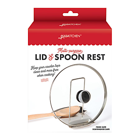 gia'sKITCHEN 2-in-1 Stainless Steel Lid & Spoon Rest, Silver