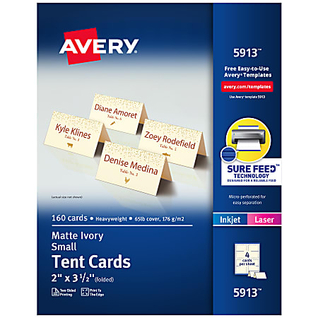 Avery® Printable Small Tent Cards With Sure Feed®