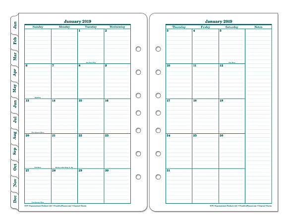 Franklin Planner Tabbed Refill, 5 1/2" x 8 1/2", White, January to December