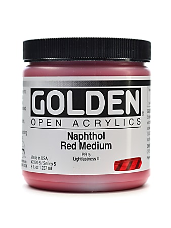 Golden OPEN Acrylic Paint, 8 Oz Jar, Naphthol Red Medium