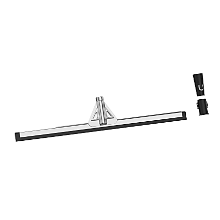 Gritt Commercial Double Neoprene Foam Floor Squeegee With Metal Frame And 2 Threaded Adapters, 30” x 3”, Black/Silver