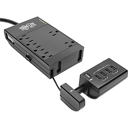 Tripp Lite 6-Outlet Surge Protector Power Strip, 4 USB Ports, 6 ft. Cord, 1080 Joules, Diagnostic LED, Black Housing - TLP66USBR