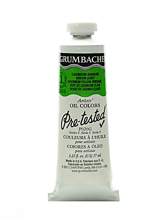 Grumbacher P020 Pre-Tested Artists' Oil Colors, 1.25 Oz, Cadmium Barium Green Light
