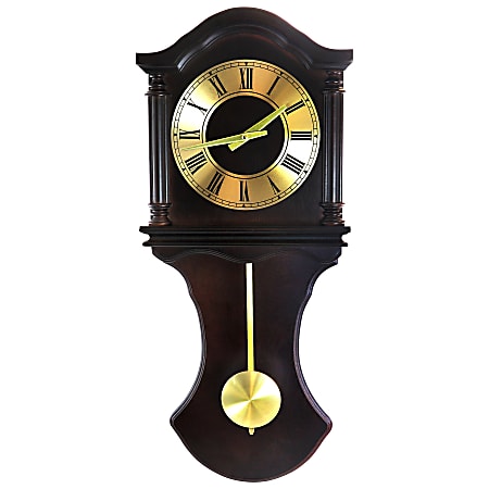 Bedford Clocks Wall Clock, 27-1/2”H x 11-3/4”W x 4-3/16”D, Chocolate Brown