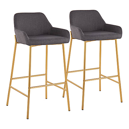 LumiSource Daniella Counter Stools, Gold/Charcoal, Set Of 2 Stools