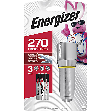Energizer Vision HD Compact Flashlight - LED - 270 lm Lumen - 3 x AA - Battery - Metal - Chrome - 1 Each