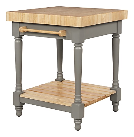 Powell Home Fashions Moffatt Square Kitchen Island, 36-1/8"H x 29-13/16"W x 29-13/16"D, Gray/Natural