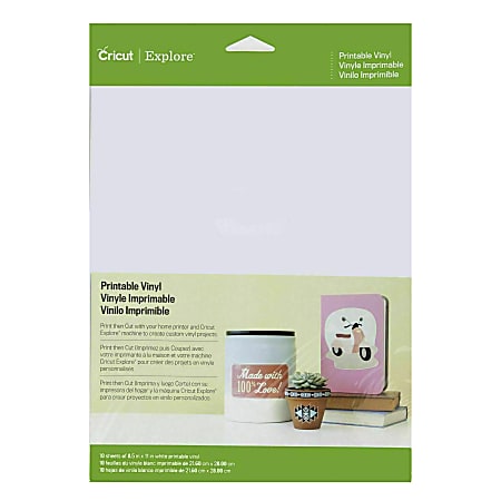 Cricut Vinyl Printable Inkjet Sheets 10 x 8 12 White Pack Of 10 Sheets -  Office Depot