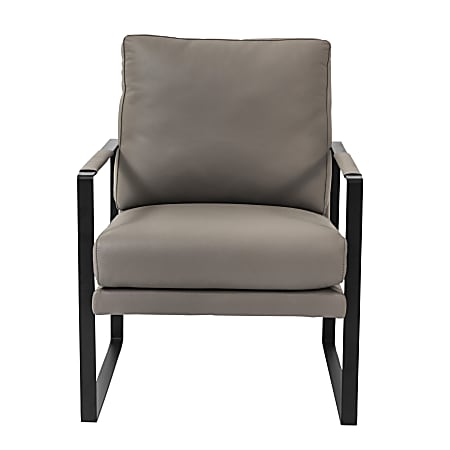 Eurostyle Bettina Leather Lounge Chair, Matte Black/Gray