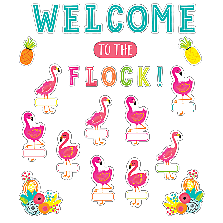Schoolgirl Style Simply Stylish Tropical Welcome To The Flock Bulletin Board Set, Set Of 54 Pieces