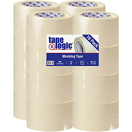 Tape Logic® 2200 Masking Tape, 3" Core, 3" x 180', Natural, Case Of 16