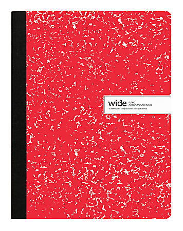 Office Depot® Brand Composition Notebook, 9-3/4" x 7-1/2", Wide Ruled, 100 Sheets, Red
