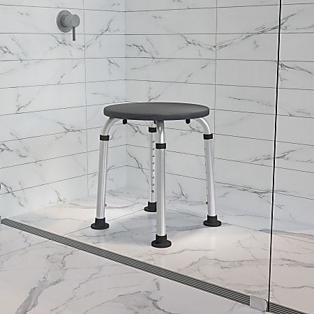 Flash Furniture HERCULES Series Adjustable Shower Stool Gray Office Depot