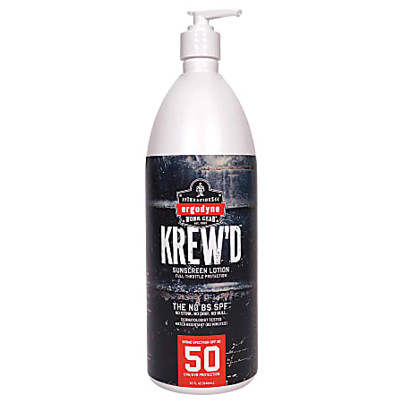 Ergodyne KREW'D 6355 SPF 50 Sunscreen Lotion, 32 Oz