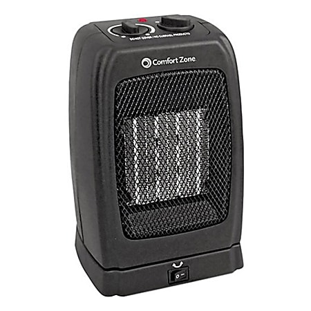 Comfort Zone CZ448 1500 Watts Electric Fan Heater, 2 Heat Settings, 5.8"H x 6.6"W, Black