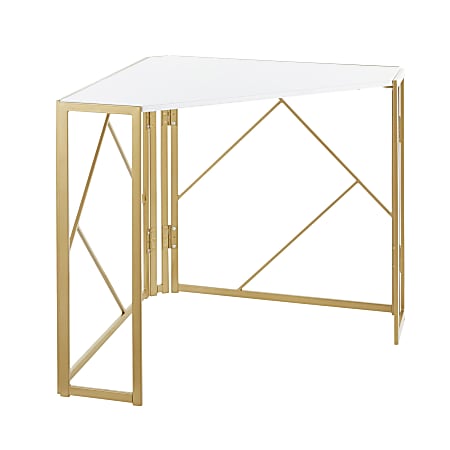 LumiSource Folia 32"W Corner Desk, Gold/White