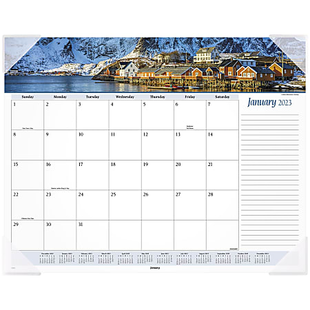 AT-A-GLANCE 2023 RY Seascape Panoramic Monthly Desk Pad, Large, 21 3/4" x 17"