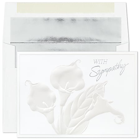 5 x 7 Sympathy Greeting Cards w/ Imprinted Envelopes - White flower