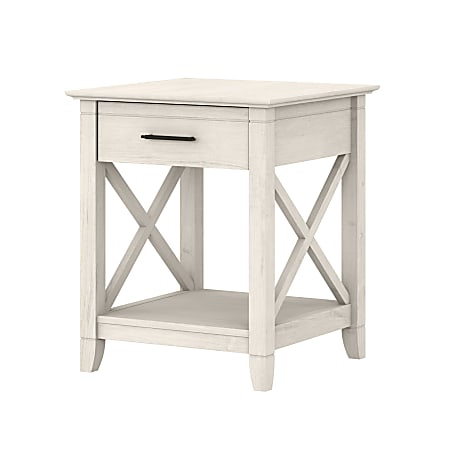 End Table With Storage Linen White Oak Office Depot