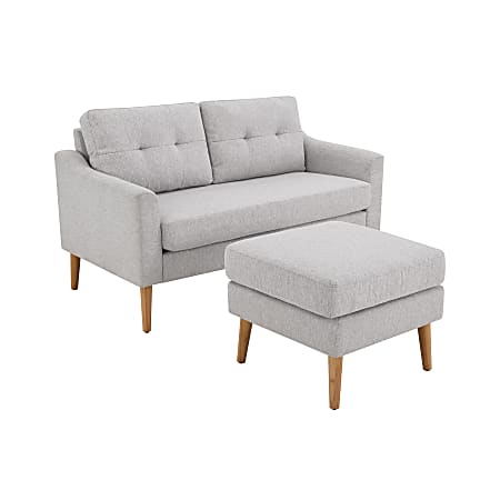 Serta Iona Loveseat And Ottoman Set, 34-1/3”H x 56-1/8”W x 30-1/2”D, Light Gray