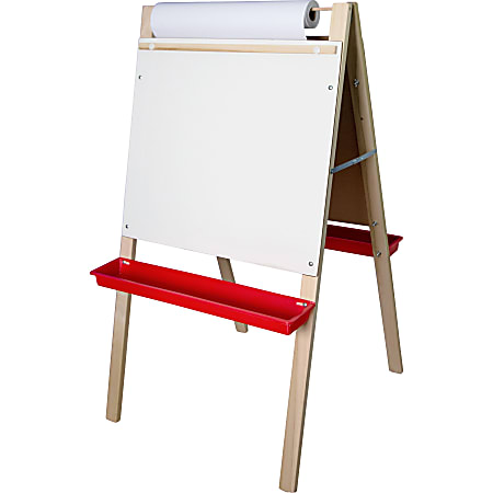 Flipside Adjustable Non-Magnetic Dry-Erase Whiteboard/Chalkboard/Paper Roll Easel, 48" x 24", Wood Frame With Pine Finish
