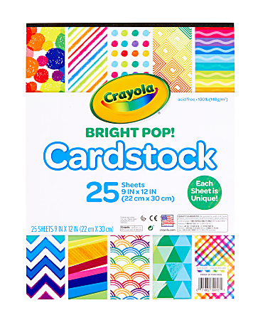 Crayola® Bright Pop Cardstock, 9” x 12”, Pastel, Pack Of 25 Pieces