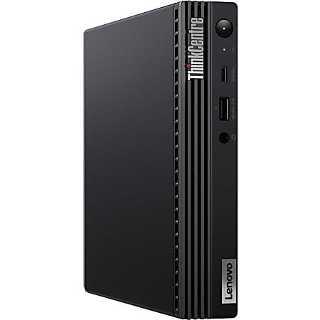 Lenovo ThinkCentre M70q 11DT001GUS Desktop Computer - Intel Core i3 10th Gen i3-10100T Quad-core (4 Core) 3 GHz - 8 GB RAM DDR4 SDRAM - 128 GB SSD - Tiny - Raven Black - Windows 10 Pro 64-bit - English (US) Keyboard - IEEE 802.11ac - 65 W