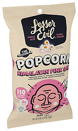 LesserEvil Organic Popcorn, Himalayan Pink Salt, 0.88 Oz, Total Qty 18