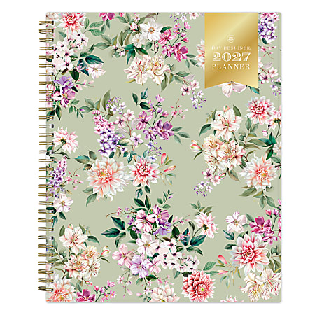 2027 Blue Sky Day Designer Pemberly Sage Weekly/Monthly Planning Calendar, 8.5x11, Safety Wirebound, Sage Design, Jan-Dec 2027, Qty 1