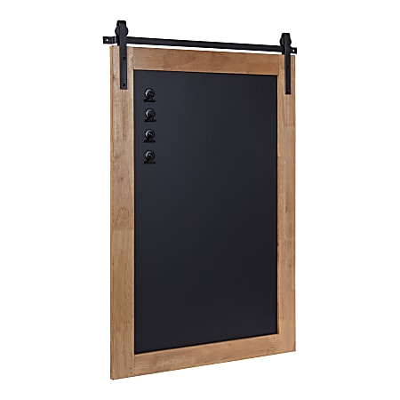 Kate and Laurel Samuels Magnetic Framed Wall Chalkboard, 24” x 36”, Black, Rustic Brown Wood Frame