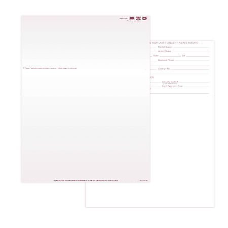 Laser 2-Sided Healthcare Medical Billing Statements, Preprinted MC/Visa/Discover Credit Card Accepted, 1-Part, 8-1/2" x 11", Burgundy, Pack Of 1,000 Sheets