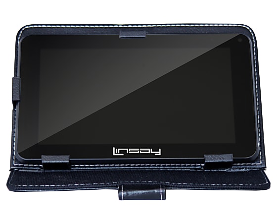 LINSAY F-7HD Quad-Core Dual Cam Tablet Bundle With Leather Case, 7" Screen, 512MB Memory, 8GB Storage, Android 4.4 KitKat