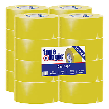 Tape Logic® Color Duct Tape, 3" Core, 3" x 180', Yellow, Case Of 16