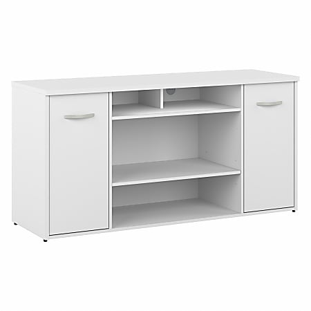 Bush® Business Furniture Studio C 60"W Office Storage Cabinet With Doors And Shelves, White, Standard Delivery