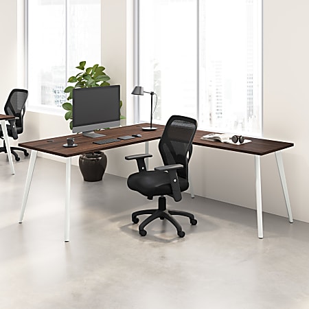 Bush Business Furniture Vista 72"W Corner Desk with Splayed Metal Legs, Black Walnut, Standard Delivery