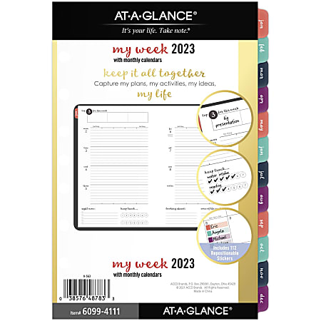 AT-A-GLANCE Harmony 2023 RY Weekly Monthly Planner Refill, Loose-Leaf, Desk Size, 5 1/2" x 8 1/2"