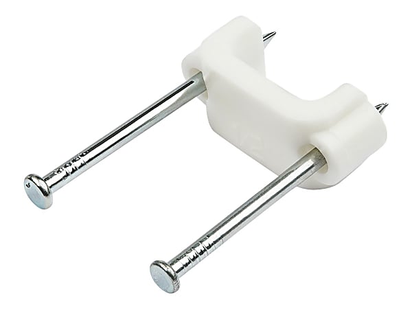 StarTech.com 100 Pack Cable Clips with Nails - Two Steel Nails - Reusable Nail-in Clamps - Cord Mounting Clips/Fasteners/Tacks White - TAA