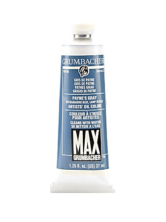 Grumbacher Max Water Miscible Oil Colors, 1.25 Oz, Payne's Gray, Pack Of 2