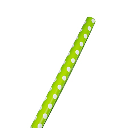 JAM Paper® Wrapping Paper, Polka Dot, 25 Sq Ft, Lime Green & White